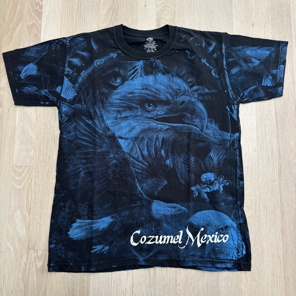 El Delfin Eagle T-Shirt Mens Large Blue All Over Print Cozumel Mexico Excellent